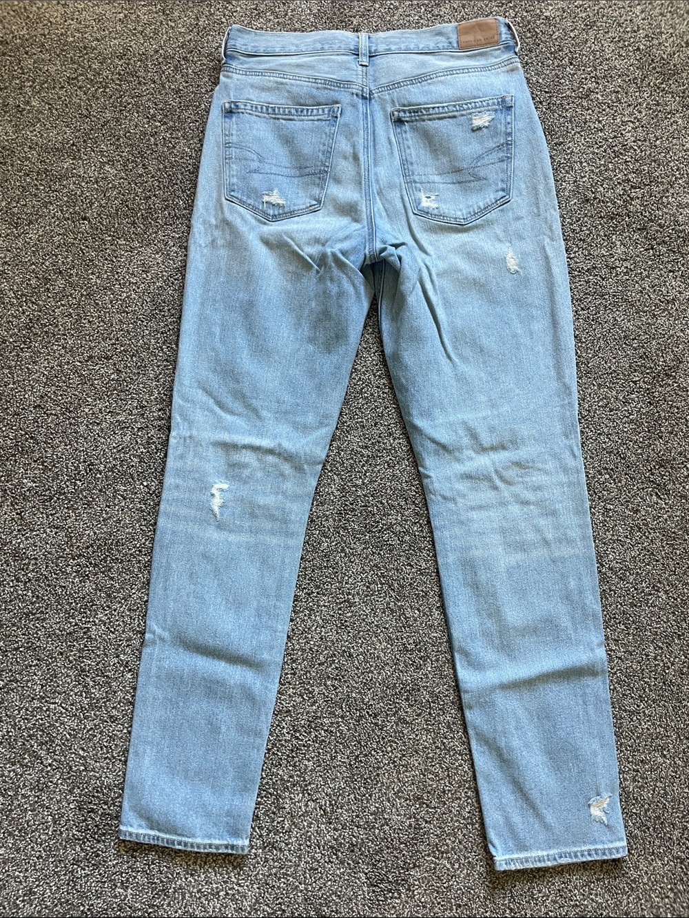 High-Rise Light Blue Ripped Cropped Mom Jeans - Picture 3 of 3